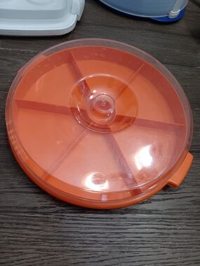 Unk Orange Divided Snack and Candy Serving Tray with Lid